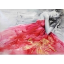 人物系列- 紅衣女孩-y14287 油畫- 油畫人物系列